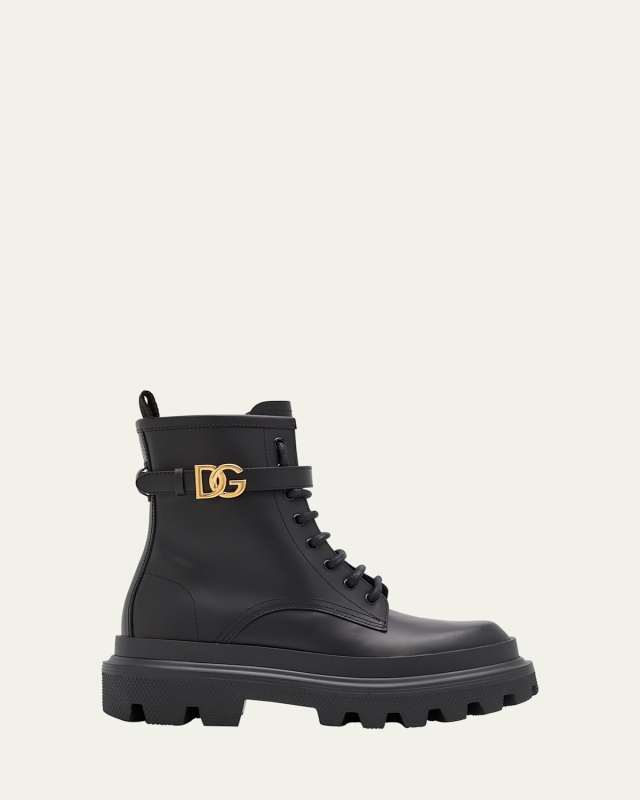 Leather DG Lace-Up Ranger Booties